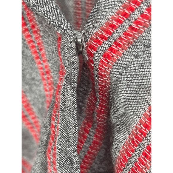Madewell Faux Wrap Top Peplum Women's Small Gra Red Striped V Neck 3/4‎ Sleeve - Picture 7 of 13